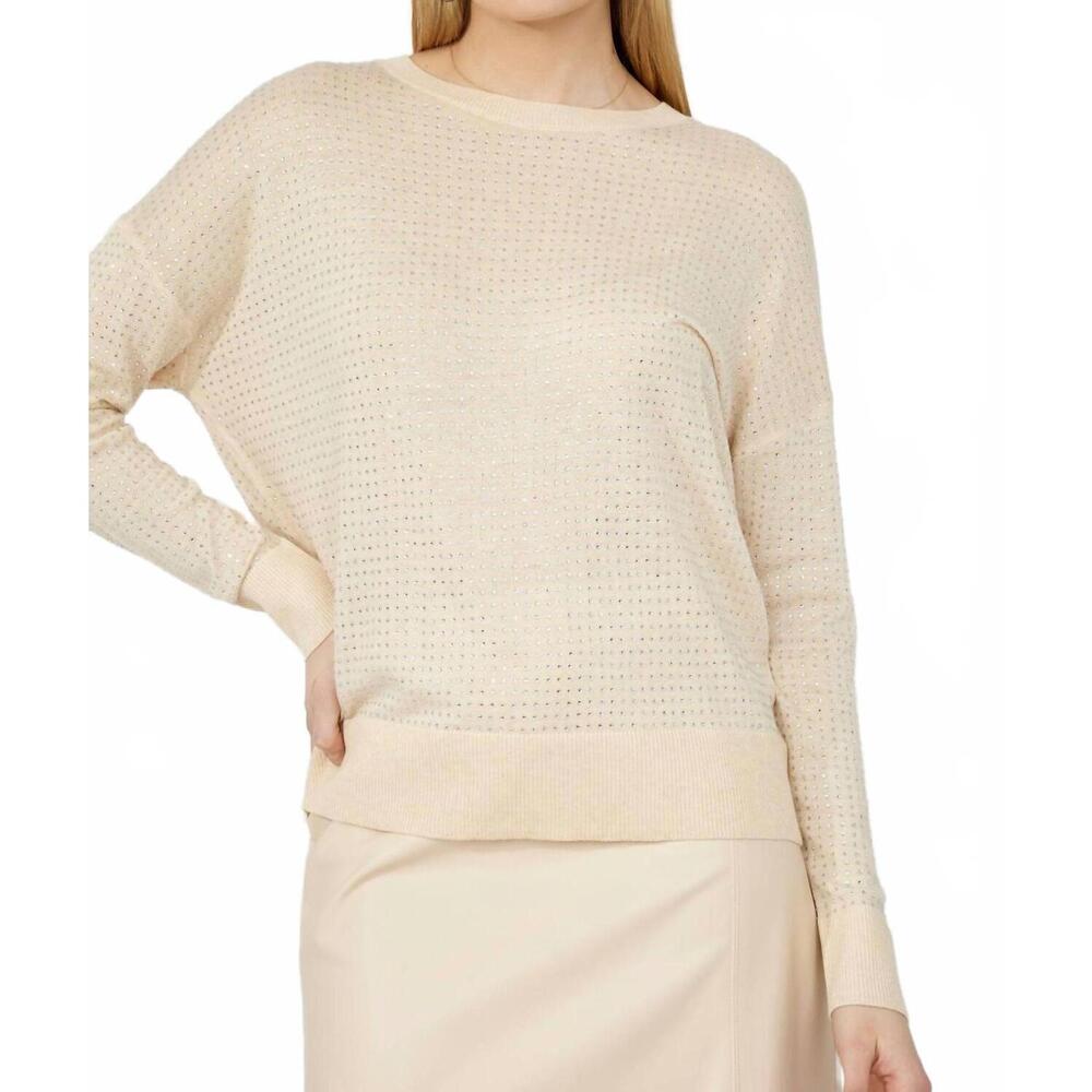 NEW FRANK LYMAN bling embellished casual pullover in beige